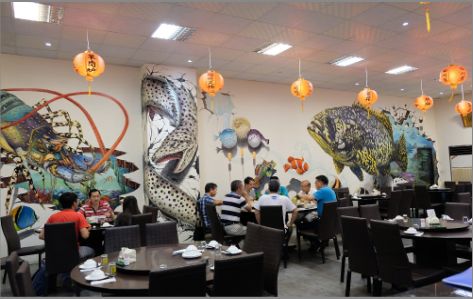 郸城海鲜餐厅墙体彩绘